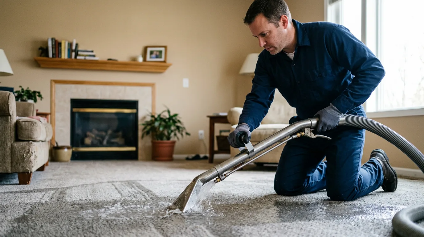 Water damage restoration technician working near Brookneal, VA
